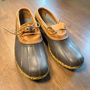 LL Bean Boots Low Rubber Mens 12  Garden Shoes Brown Leather 175061 USA